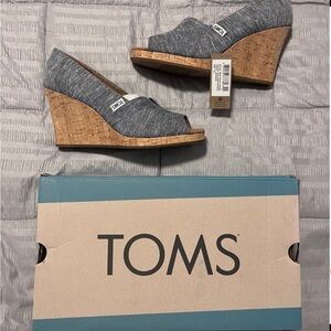 TOMS Women's Charcoal Wedge Sandals